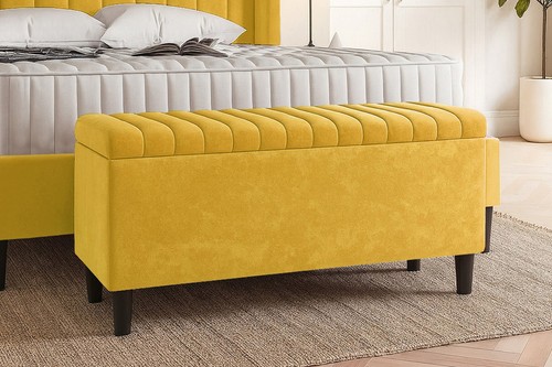 Lined velvet ottoman storage - velvet,