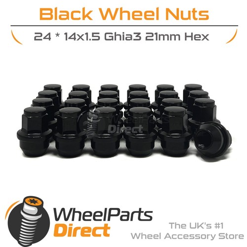 Wheel nuts 14x1 black - wheel, (24)
