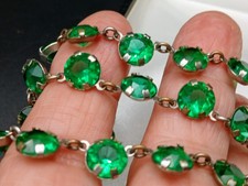 Art Deco Emerald Green Glass Paste Open Back Riviere Vintage Bridal Necklace