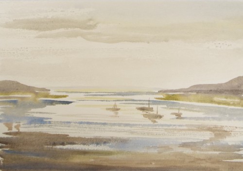 Original watercolour moored - original, 'moored