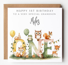 Grandson 1st birthday card - grandson,