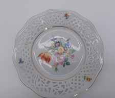 Vintage Czech Thun Reticulated White Porcelain Dish Floral W7.5" Used B81 Y462