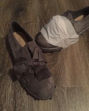 Grey metal pointed faux suede