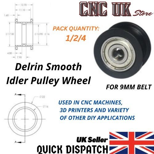 Delrin smooth idler - delrin,