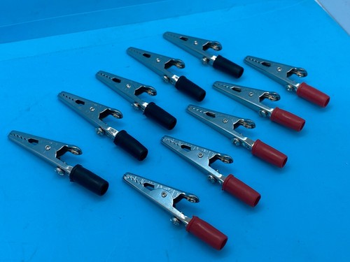 Mini crocodile clips black red - crocodile,