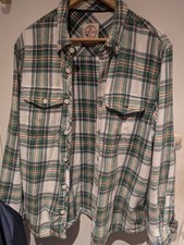FAT FACE Green White Check Lumberjack Long Sleeve Shirt Size Medium 44
