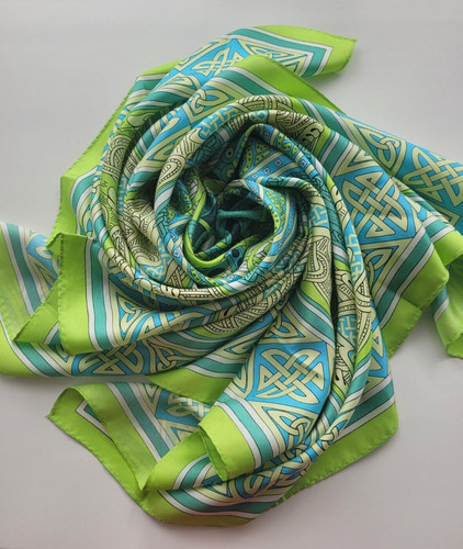 Celtic green silk scarf hand - silk,
