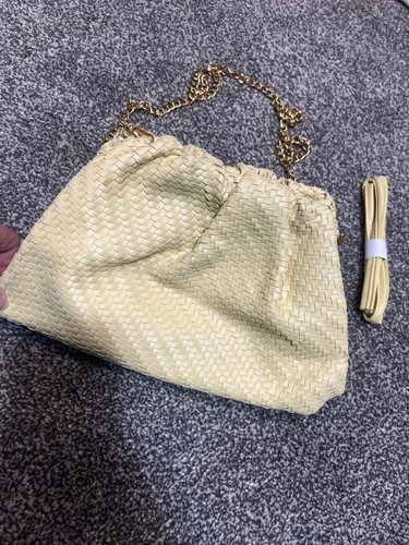 Butter yellow woven clutch - woven,