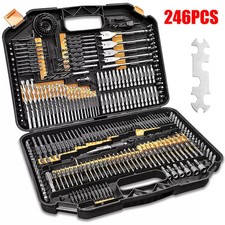 246pc HSS Drill Bit Set Screwdriver Bits Storage Case DIY for Wood & Metal
