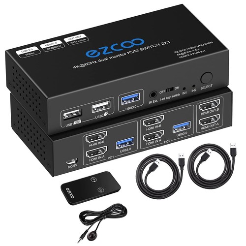 Port dual monitor hdmi kvm - 2-port,