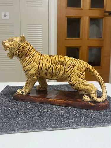 Ceramic statue okimono tiger - statue,