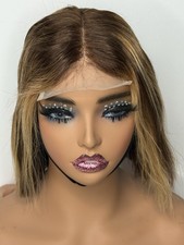 ? 10” Straight Highlight Brown 4x4 Lace Closure Brazilian Human Hair Wig ?