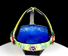 Maruhon Ware Japanese Porcelain Triple Handle Vintage 6" Floral Bowl 1920-1950