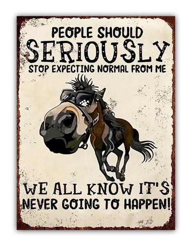 Funny horse metal - metal, sign