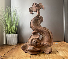 VINTAGE CAST IRON STYLISED MYTHICAL DOLPHIN DOOR STOP REGAL GRAND ANTIQUE STYLE