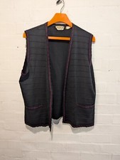 Grazia Vintage Cardigan  open Size 20 Black acrylic made in italy sleeveless