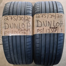 2 X 275 30 20 2753020 DUNLOP RUNFLAT  PART WORN SUMMER TYRES
