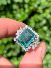 18ct gold 4ct natural emerald cut emerald diamond marquise round cut ring