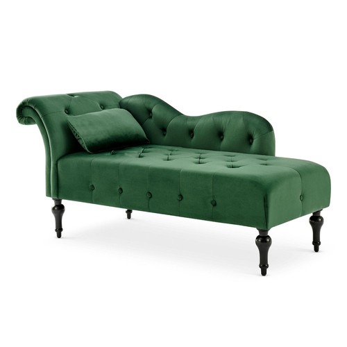 Green velvet chaise lounge - green,