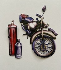4 Vintage Motorcycles Die Cuts