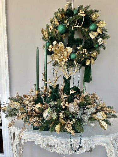 Emerald green gold christmas - green, &