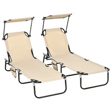 Sun Lounger Set Tan Brown