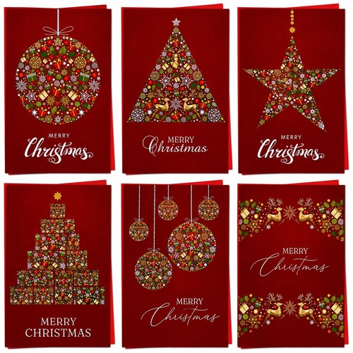 Christmas cards boxed red - red, card