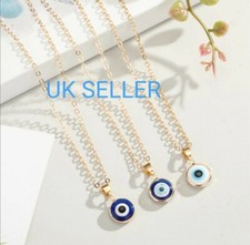 Variety of Turkish Evil Eye Small Round Gold Colour Blue Eye Pendant/Necklace