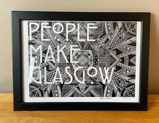 People Make Glasgow Artist Signed Print Scotland Numbered Framed Black & White