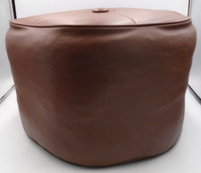 SHERBORNE BROWN FAUX LEATHER POUFFE FOOT STOOL BEEN REPAIRED PLEASE READ
