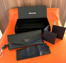 Prada Hard Sunglasses Case & Box with Card & Cleaning Cloth NEW Full Set