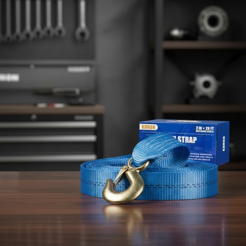 Blue boat winch strap with - boat,