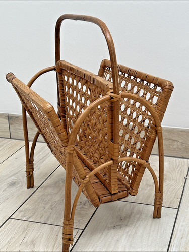 Vintage bamboo wicker cane - wicker,
