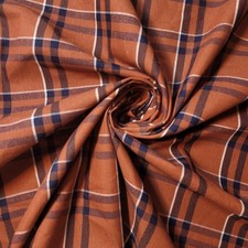 Rust Navy Cotton Tartan Fabric