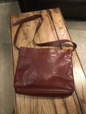 French Premium Vintage Texier Cognac Brown Leather Large Shoulder Crossbody Bag