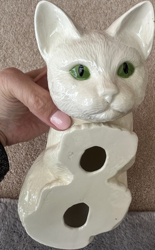 Ceramic cat figurine - cat, white