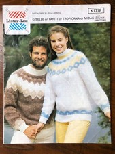 Lister Lee K1718 knitting pattern unisex mohair sweater with fair isle yoke
