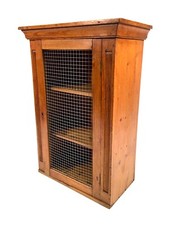 Antique Wooden Pine French Kitchen Storage Cabinet Cupboard With Shelves c.1900