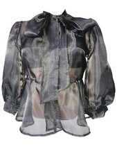 Black sheer organza pussybow