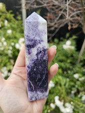 Dark Lepidolite Point Tower crystal pink Tourmaline 265g 13.2cm Purple