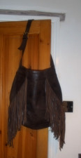 ZARA Large Dark Brown Fringed Shoulder Bag Boho/Hippy