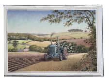 Vintage Fordson E27N Tractor Farming Print Greeting Card | Blank Rural Landscape