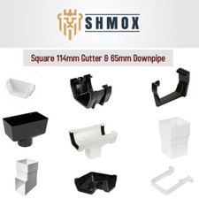 Square Guttering 114mm & Downpipe 65mm Fitting | BLACK | WHITE | ANTHRACITE GREY