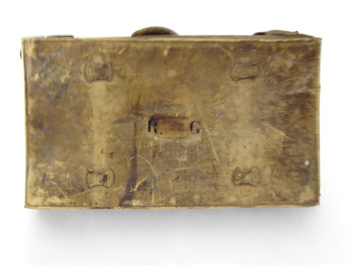 Antique leather suitcase trunk - antique,