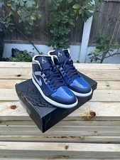 Air Jordan 1 Mid SE Craft, Obsidian French Blue Ashen Slate White, Men Size 8.5