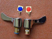 2 NEW QUARTER TURN TAPS LEVER HANDLES CHROMED HOT  AND COLD 2 IN 5 CM LEVERS