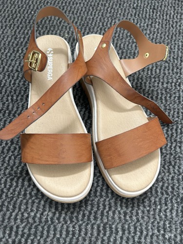 Superga wedge sandals tan - tan, size