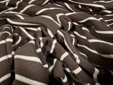 Ponte Roma Stretch Double Jersey Fabric, Per Metre - Stripe - Brown & Ivory