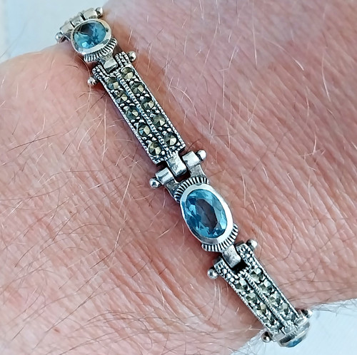 Vintage silver blue topaz - silver,