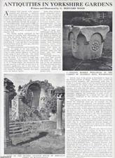 ANTIQUITIES IN YORKSHIRE GARDENS. SEVERAL PICTURES AND ACCOMPANYING TEXT, REMOVE